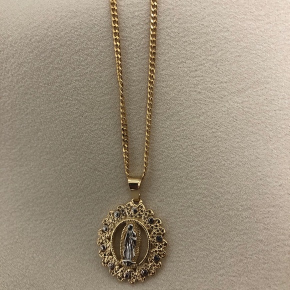 18k Gold Filled Virgin Mary/Cadena de la virgen Guadalupe - Picture 3 of 6